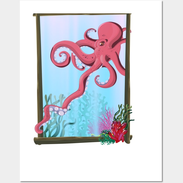 Squid under the Sea Wall Art by nickemporium1